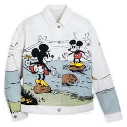 Mickey And Minnie Mouse White Denim Jacket For Adults