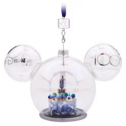 Mickey And Minnie Mouse Glass Sketchbook Ornament, Disneyland - Disney100
